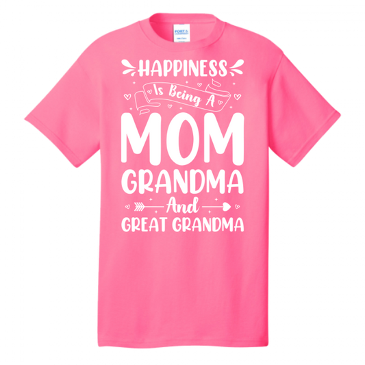 Happiness Is Being A Mom Grandma & Great Grandma T-Shirt Design (2)
